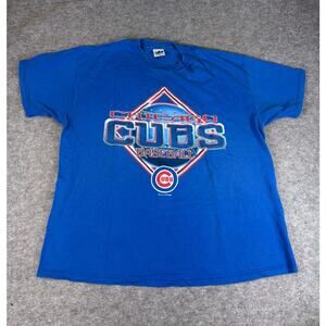 VINTAGE MLB Chicago Cubs Shirt Mens 2XL Blue Graphic Dynasty Baseball Tee Y2K